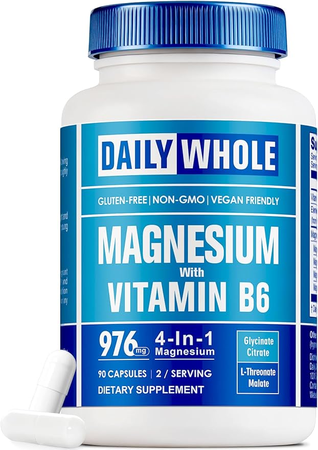 4-in-1 Magnesium Glycinate Complex 90 Capsules of Magnesium Glycinate Citrate Malate L-Threonate &amp Vitamin B6 Supplement for Health | Third Party Tested Gluten Free
