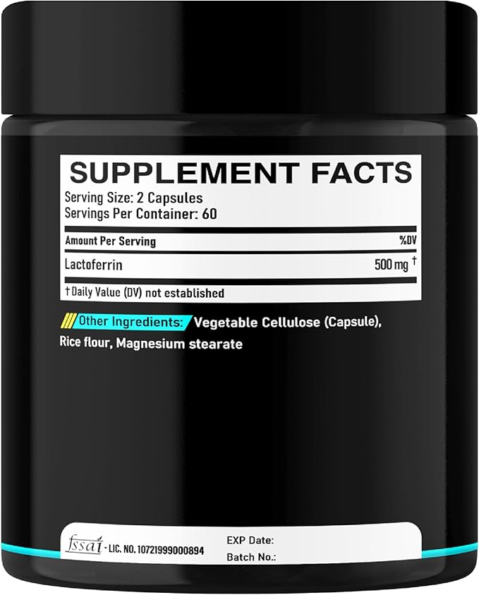 500Mg Lactoferrin Supplement - 120 Capsules for 2-Month Supply
