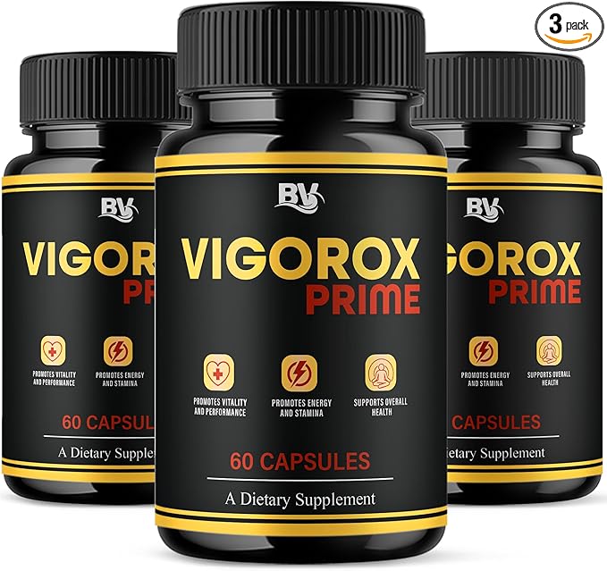 BLUE VIBE Vigorox Prime Maximum Strength Daily Overall Health Management Support Supplement Formula VigoroxPrime Premium Energy and Overall Support Supplement Pills (3 Pack - 180 Capsules)
