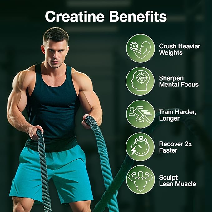 Creatine Gummies for Men &amp Women - Creatine Monohydrate Gummies 5g Low Sugar Creatine Supplement for Muscle Builder Energy Boost &amp Pre-Workout Supplement Green Apple Flavor 160 Gummies (2