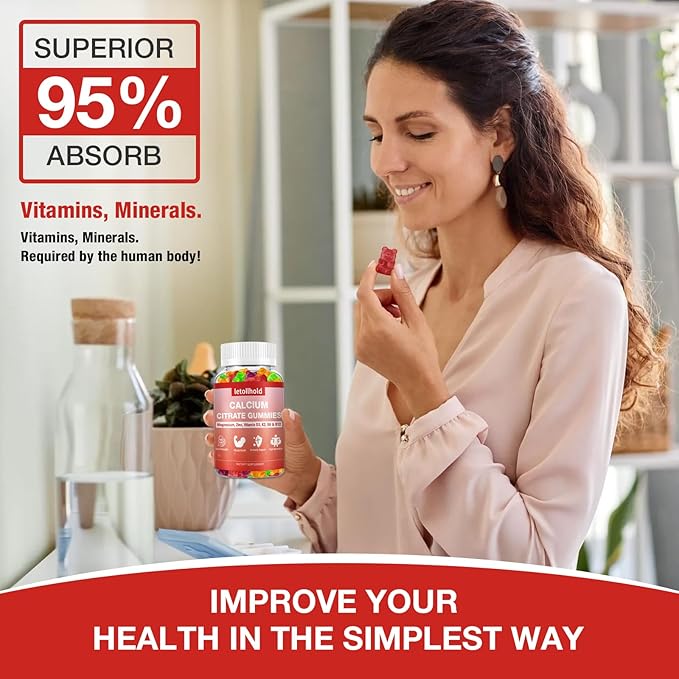Calcium Citrate Gummies - 1200mg Calcium Gummies with Magnesium Zinc Vitamin D3K2 B6 B12 for Bone Muscle Joints Immune Support High Absorption Calcium Supplements for Women &amp Men 2 Packs