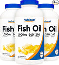Nutricost Fish Oil 1000mg (560mg of Omega-3) 240 Softgels (3 Bottles)