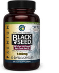 Amazing Herbs Premium Black Seed Oil Capsules - High Potency Cold Pressed Nigella Sativa Aids in Digestive Health Immune Support &amp Brain Function - 60 Count 1250mg