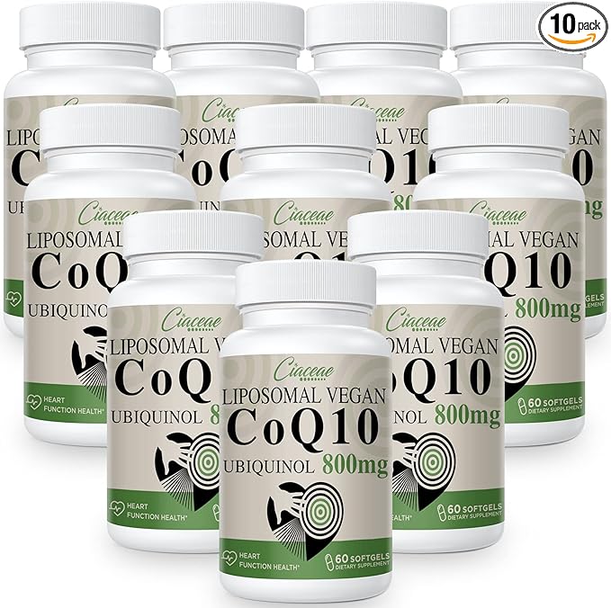 Liposomal CoQ10 800mg Ubiquinol Softgel Max Absorption Ubiquinol Coenzyme Q10 Ubiquinol CoQ10 Supplement for Antioxidant Heart Function &amp Energy Production Pure CoQ10 800mg 600 Vegan Softgels