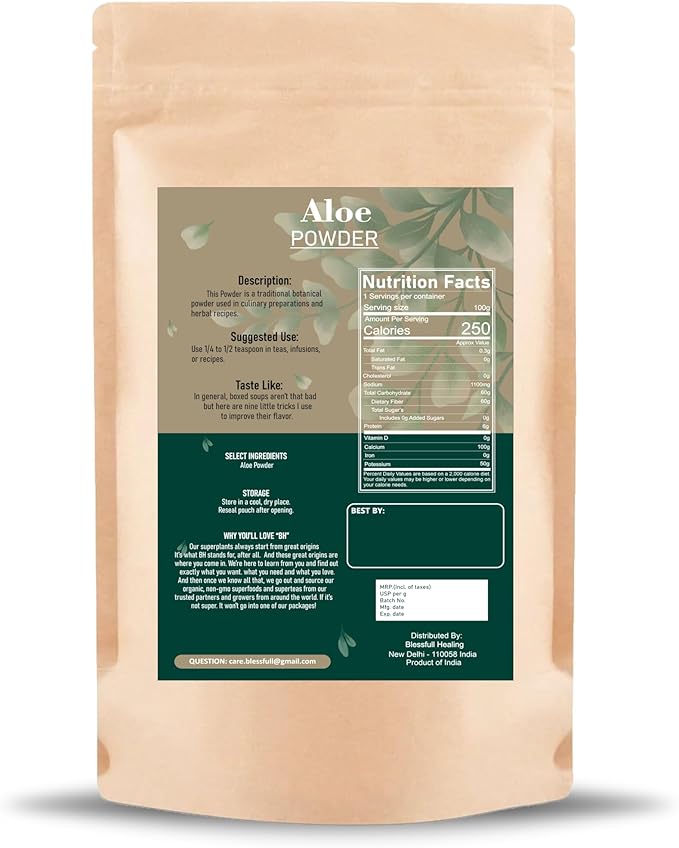 Blessfull Healing Aloe (Aloe Barbadensis Miller) Powder 100% Pure Natural 200 Gram / 7.05 oz