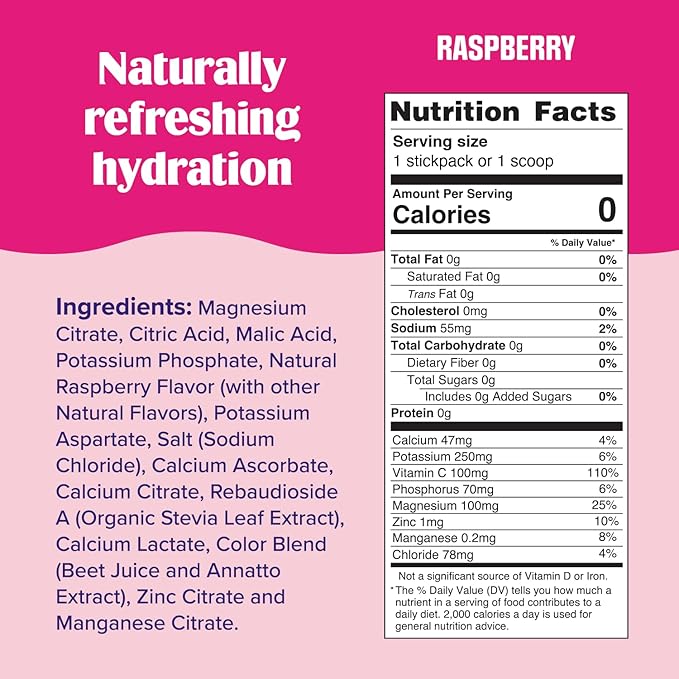 Ultima Replenisher Daily Electrolyte Powder Drink Mix – Sugar Free – Raspberry 30 Servings – Hydration Powder with 6 Key Electrolytes and Trace Minerals – Keto Friendly Vegan Non-GMO