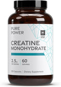 Dr. Mercola Pure Power Creatine Monohydrate 60 Servings (120 Capsules) 2.5g Per Serving Dietary Supplement Strength and Energy Non-GMO NSF Certified for Sport