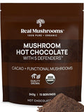 Real Mushrooms Organic Hot Chocolate Mix with Reishi Turkey Tail Chaga Shiitake Maitake – Cacao Powder Organic Mushroom– 5 Defenders Mushroom Cacao Powder Vegan Gluten-Free 15 Servings