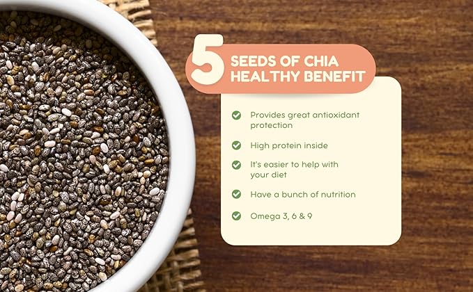 CHIA Seed Supplement - Chia Seed Oil Packed with Omega 3 6 9 and Essential Fatty Acids Organic Ground chia Seeds Non GMO Certified USA - 1 Bottle