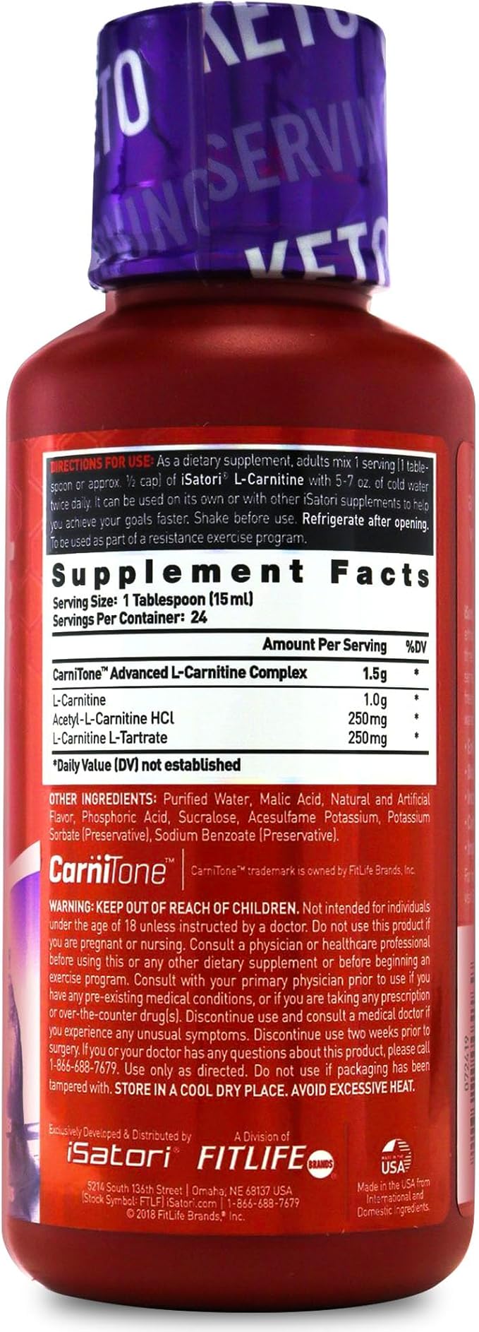 iSatori L-Carnitine 1500 Liquid L-Carnitine with Acetyl L-Carnitine Mixed Berry Flavor (24 Servings) &amp Malibu Beach Flavor (24 Servings)