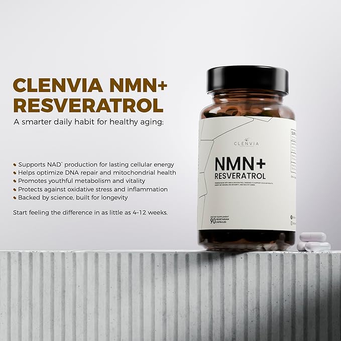 Premium NMN Supplement with Resveratrol – High Potency NAD+ Support Formula – &gt99.7% Purity – Third-Party Tested – Made in USA – 500mg Nicotinamide + 100mg Resveratrol – 90 Capsules