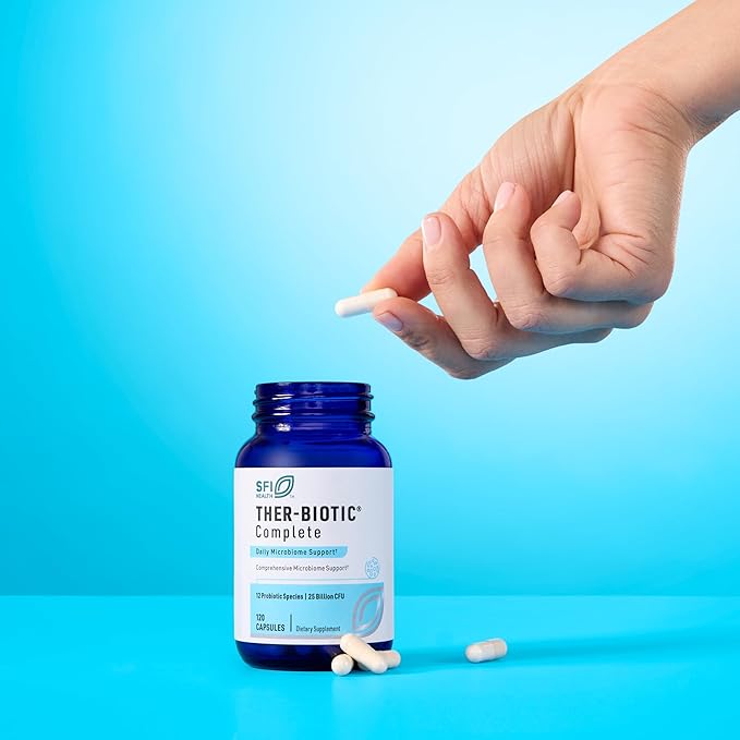 Klaire Labs SFI Health Ther-Biotic Complete - 25 Billion CFU Gut Probiotics for Women and Men - Hypoallergenic 12 Strain Probiotic Capsules for Digestive Health and Immune Support (120 ct 2 Pack)