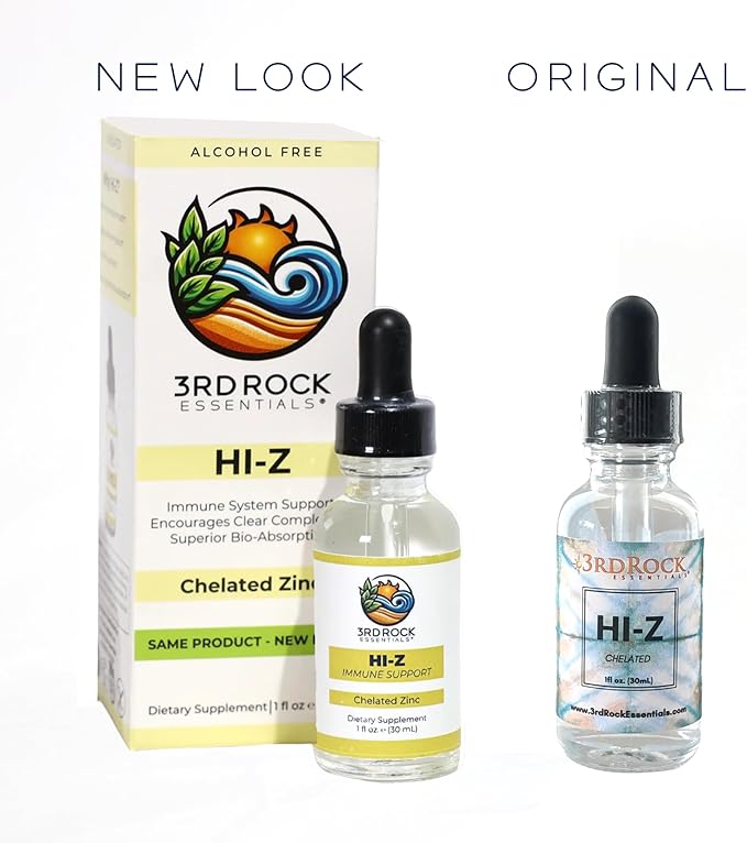 3rd Rock Essentials HI-Z Liquid Zinc Drops – Chelated Zinc Citrate Supplement Immune Support 120 Servings Easy Absorption Vegan Unflavored Mineral Drops 1 Fl Oz