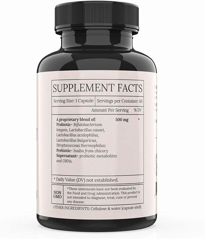 Supernatant Synbiotic - Prebiotic Probiotic Postbiotic - Eases Digestive Discomfort Gut Imbalance &amp Yeast Overgrowth - Immune &amp Microbiome Support for Men and Women - 60 Capsules