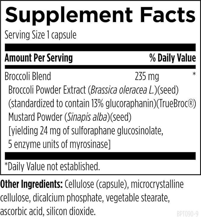 Designs for Health BroccoProtect Broccoli Seed &amp Mustard Seed Supplement - Enhanced with Myrosinase Enzyme to Optimize Bioavailability (90 Capsules)