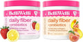 Daily Fiber Supplement Bundle with Collagen Probiotics &amp Electrolytes - Peach Mango &amp Strawberry Lemonade Flavors - Supports Digestive Health Debloating Gut &amp Hormone Balance - 32 Servi