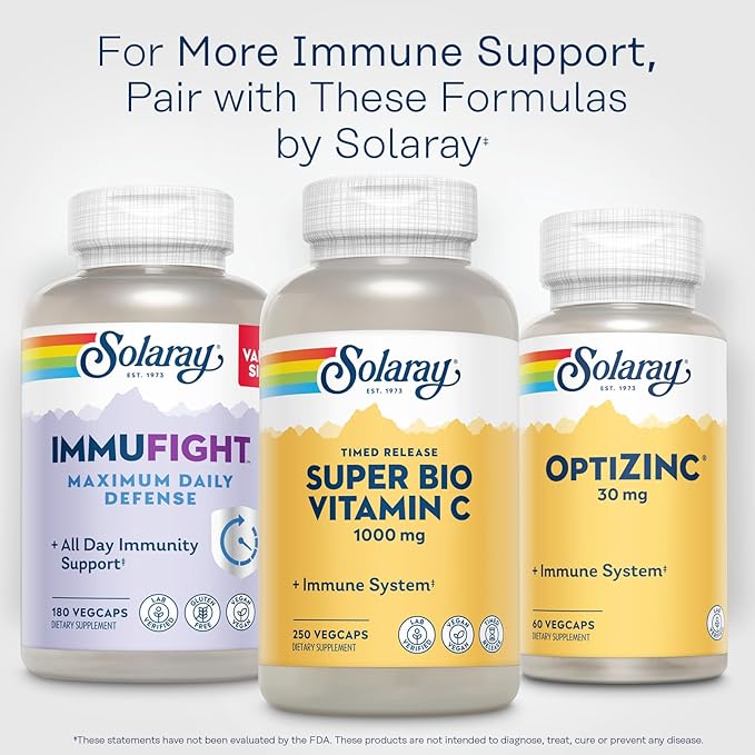 SOLARAY Super Bio Vitamin C 1000mg Buffered Two-Stage Timed Release with Bioflavonoids Immune Support Supplement High Absorption Vegan 60-Day Guarantee – 250 VegCaps