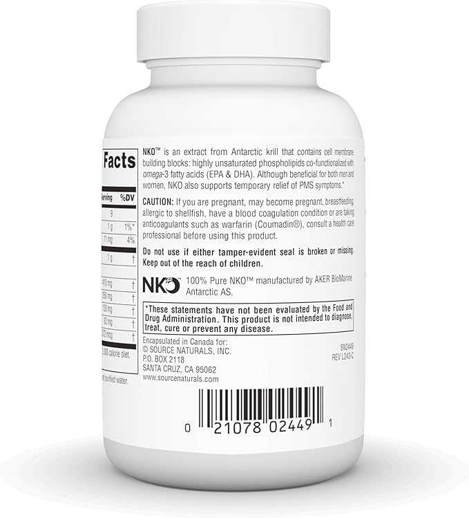 Source Naturals NKO Neptune Krill Oil Supports Heart Health and Cell Membrane Integrity* 1000 mg - 60 SoftGels