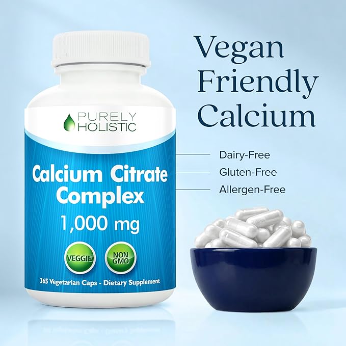 Calcium Citrate 1000mg | Healthy Bone &amp Teeth Support | High Absorption Cal Citrate | Gentle on Digestion | Vegan &amp Non-GMO | 3 Month Supply | Calcium Supplements for Women &amp Men | 365 Cap