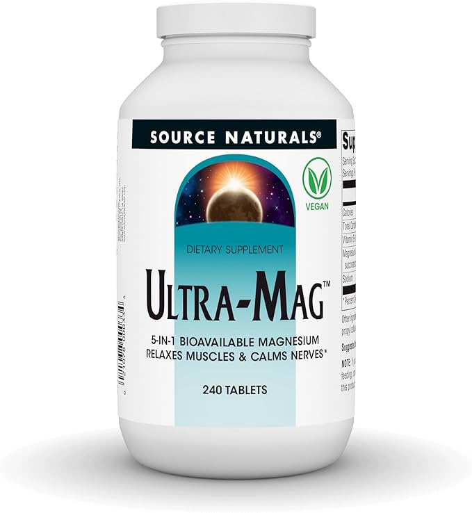 Source Naturals Ultra-Mag 5 in 1 -Bioavailable Magnesium Maintains Muscle &amp Nerve Function* - 240 Tablets
