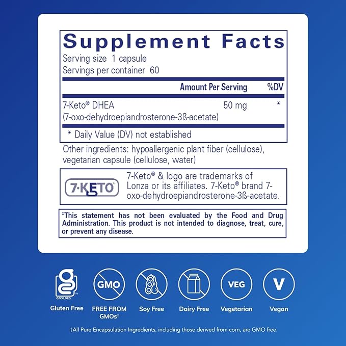 Pure Encapsulations 7-Keto DHEA 50 mg | Unique DHEA Metabolite Supplement to Support Thermogenesis and Healthy Body Composition* | 60 Capsules