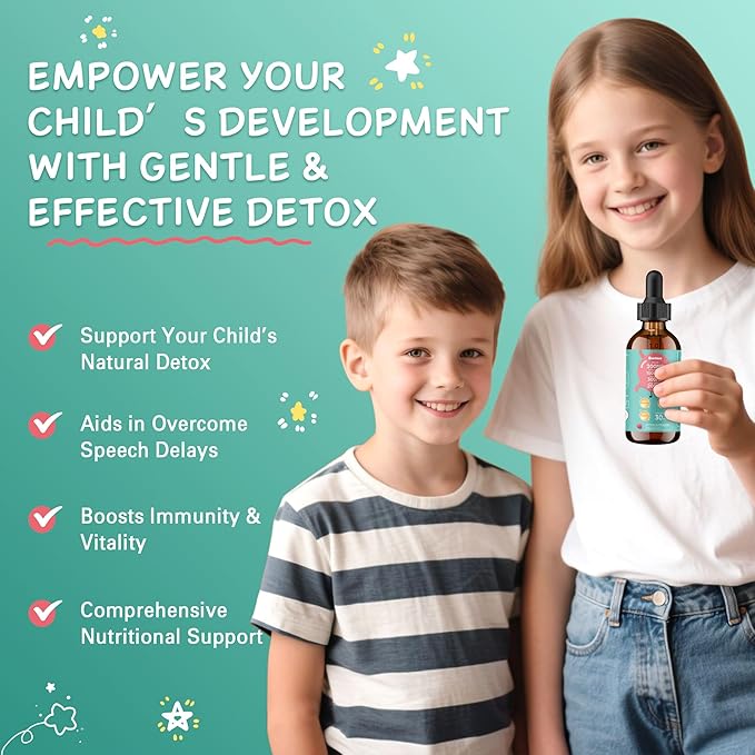 200mg Zeolite Detox for Kids &amp Adults 20-in-1 Herbal Liquid with 300mg Chlorella 200mg Milk Thistle Cilantro Vitamins &amp Probiotics Supports Speech Cleanse Immune &amp Gut Health Berry