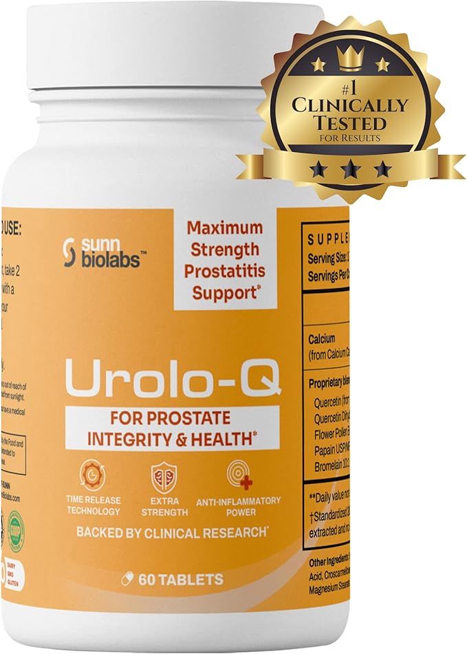 Urolo-Q Extra-Strength Prostate Support for Chronic Prostatitis CPPS Maximum Strength Effective Prostate Health Supplements for Men – Advanced Time Release Formula with Added Pollen Extract…