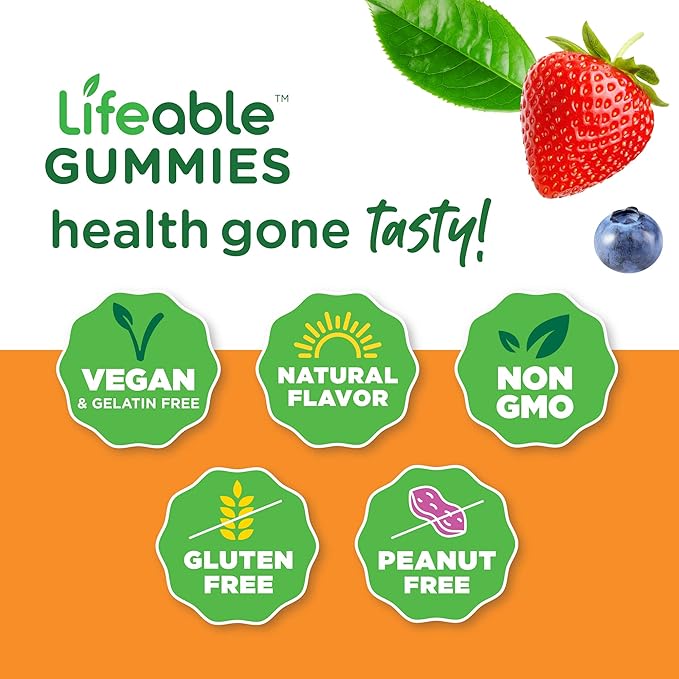 Lifeable Prebiotic Fiber 5g + Zinc 50mg Gummies Bundle - Great Tasting Vitamin Supplement Gluten Free GMO Free Chewable Gummy