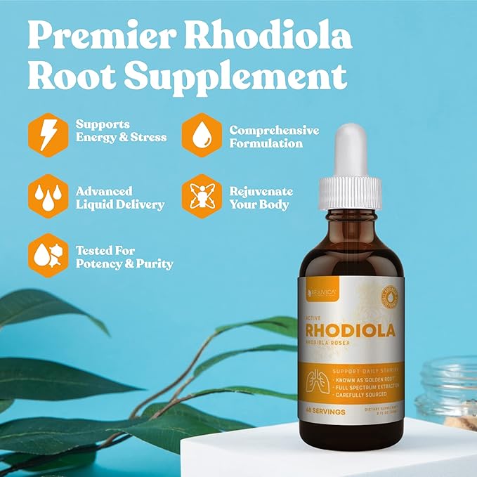 Rejuvica Health Active Rhodiola + Active Adrenal - Support Energy + Stress - Liquid Delivery for Better Absorption - Rhodiola Ashwagandha Holy Basil &amp More!