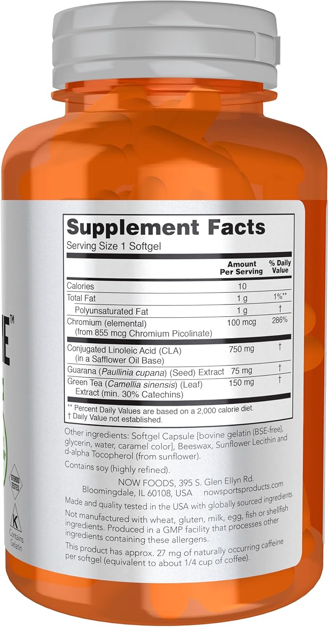 NOW Foods Sports Nutrition CLA Extreme™ (Conjugated Linoleic Acid) With Guarana &amp Green Tea 90 Softgels