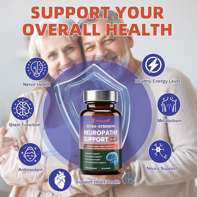Alpha Lipoic Acid Neuropathy Supplements - with 600mg R-Alpha Lipoic Acid NAC ALC Active Vitamin B12 B1 B2 B6 - for Nerve Heath &amp Mental Support (120 Count * Pack of 2)