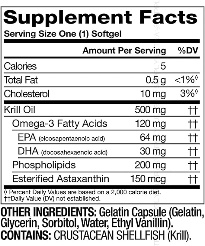 Members Mark Krill Oil (160 Count) Extra Strength Antarctic Omega-3 500 mg | Heart Health Support Enhanced Absorption No Fishy Aftertaste | MSC-Certified Pure Antarctic Source