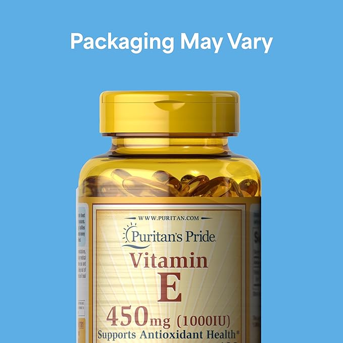 Puritan's Pride Vitamin E-450mg (10000IU) Vitamin Supplement for Immune System Function and Antioxidant Health Support 100 Rapid Release Softgels 2 Pack