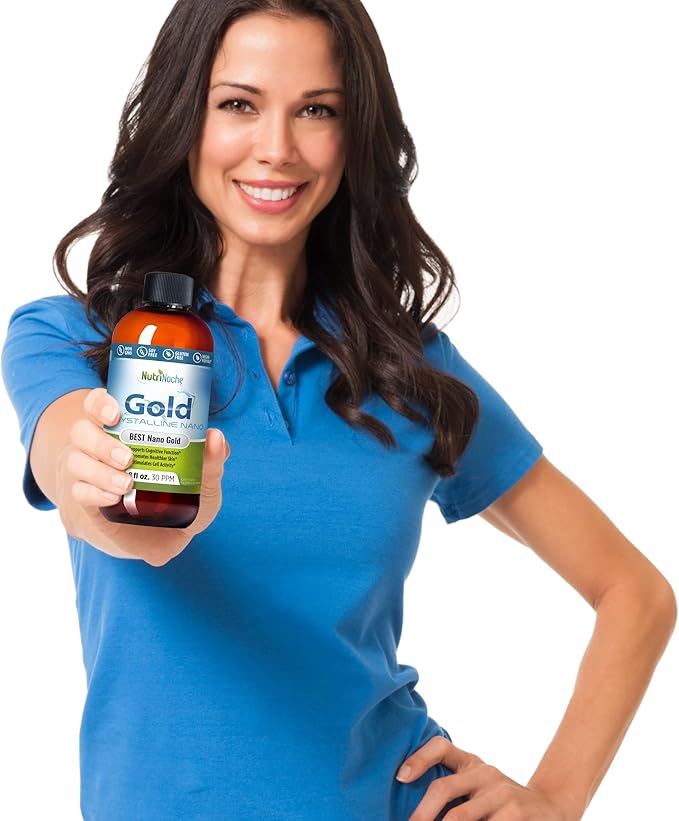 Colloidal Gold Liquid Organic Supplement by Nutrinoche - 100% Pure Nano Gold Mineral - Supports Mental Clarity Focus &amp Relaxation - 32 oz Bottle - Vegan Gluten-Free - Crystalline- 30 ppm