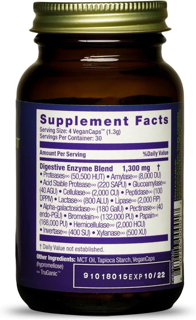 HealthForce SuperFoods Digestion Enhancement Enzymes- All Natural Plant Sourced Enzyme Supplement Promotes Healthy Gut - Gluten Free 120 Count (Pack of 1)