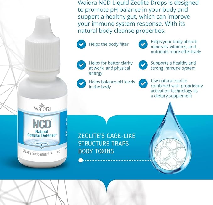 Waiora Natural Cellular Defense (NCD) Liquid Supplement Advanced Mineral &amp Botanical Formula Daily Immune &amp Wellness Easy Absorption Drops pH Balance Cleansing (Two .5 oz Bottles 180 ser