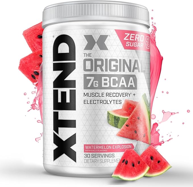 Xtend Original BCAA Powder 7g BCAAs and 2.5g L-Glutamine for Muscle Recovery Hydration and Lean Muscle Sugar Free Intra and Post Workout Drink with Electrolytes Watermelon Explosion 30 Servings