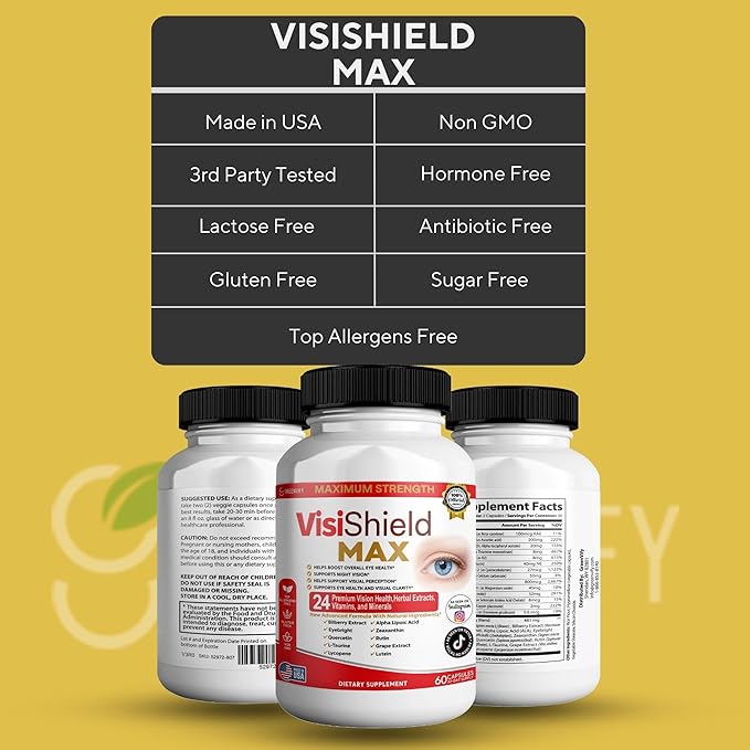 VisiShield Max Eye Health Supplement 24 Premium Vision Vitamins and Minerals 60 Capsules (1)