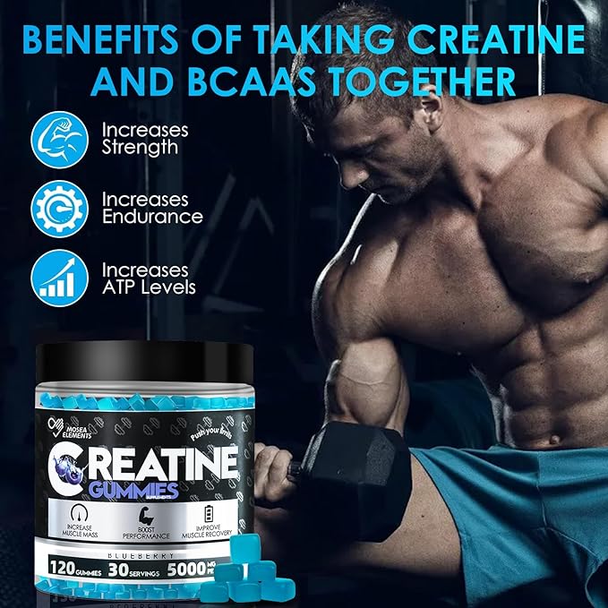 Creatine Monohydrate Gummies 5g for Men &amp Women 120 Count Blueberry Chewables Creatine Monohydrate for Muscle Strength Muscle Builder Energy Boost Pre-Workout Supplement
