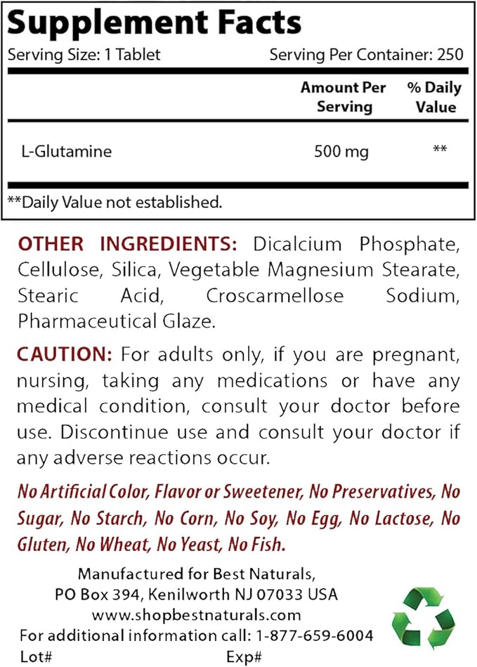 Best Naturals L-Glutamine 500 mg &amp L-Citrulline 1500 mg