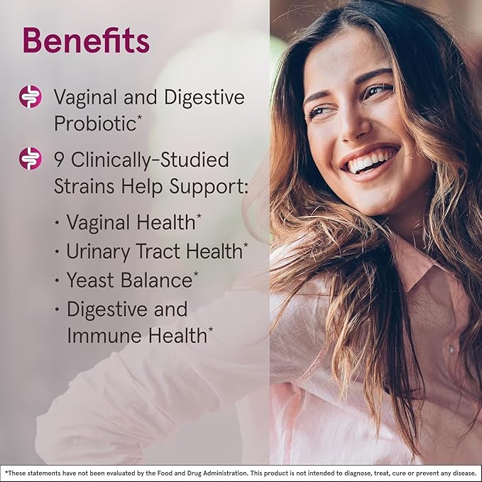 Jarrow Formulas Fem-Dophilus Vaginal &amp Digestive Probiotic 50 Billion CFU 9 Clinically-Studied Strains for Vaginal Flora &amp Yeast Balance Urinary Tract Digestive 30 Capsules (Pack of 2)