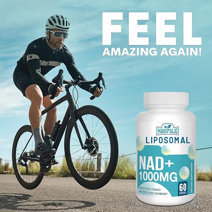 Liposomal NAD+ 1000 mg Supplement | High Bioavailability Liposomal Delivery | Cellular Energy &amp Wellness Support | Pure NAD+ Dietary Supplement for MenWomen 60 Softgels