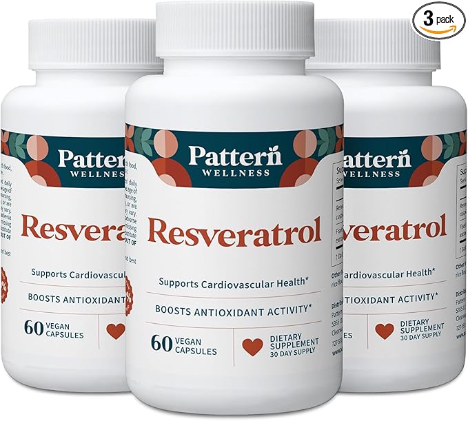Pattern Wellness Resveratrol with Fisetin – Supports Cellular Heart &amp Immune System Health – Promotes Antioxidant Protection – Vegan Non-GMO Gluten-Free – 180 Capsules