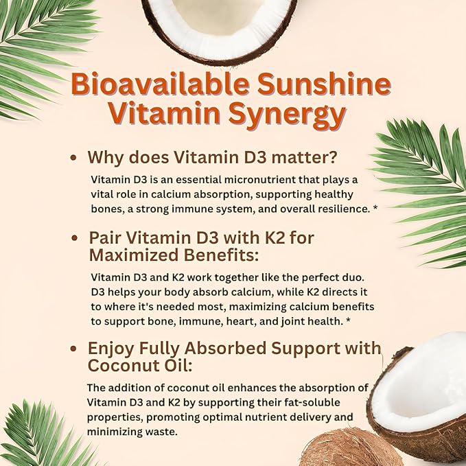 Micro Ingredients Vitamin D3 10000 IU + K2 MK-7 200 mcg 300 Softgels with Virgin Coconut Oil | 2-in-1 Vitamins D &amp K Complex | Extra Strength Easy to Swallow Non-GMO Gluten Free