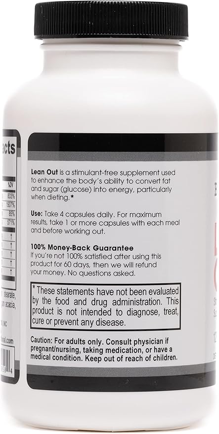 Beverly International Lean Out 120 caps. Fat Burner with Metabolic Support. Lipotropics. Choline Carnitine Chromium. Stimulant-Free Belly Fat Burner. Get Leaner. Use AM &amp PM Stackable Diet Pill