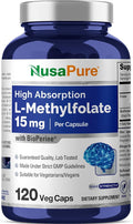 NusaPure L Methylfolate 15mg 120 Veggie Capsules Bioperine &amp Vegan
