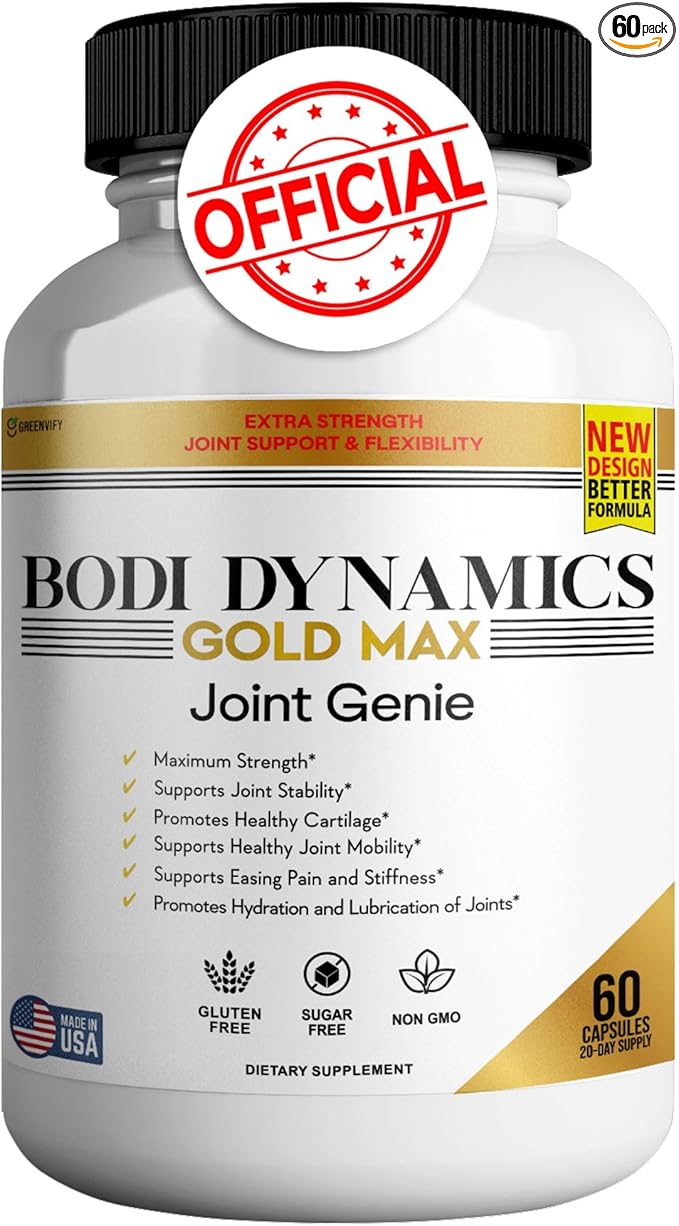 Bodi Dynamics Gold Max Joint Genie Extra Strength Joint Support Supplement 1500mg Glucosamine 60 Capsules 20 Day Supply (1)