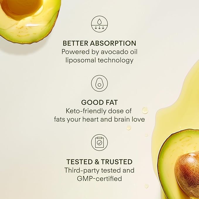 Brain Health Supplement - Magnesium L-Threonate from Magtein® Lion’s Mane Alpha GPC L-Theanine ALA &amp Avocado Oil - Focus Mood &amp Memory Support* - 30 Daily Vegan Pouches