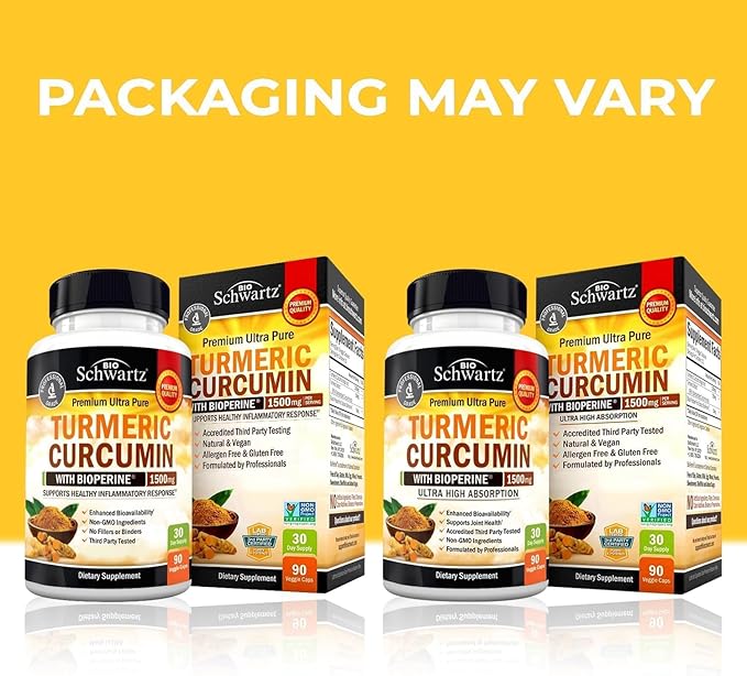 Turmeric Curcumin with Black Pepper Extract 1500mg Complex (1 Month Supply) Plus Advanced Strength Pre and Probiotics Supplement with Digestive Enzymes (1 Month Supply)