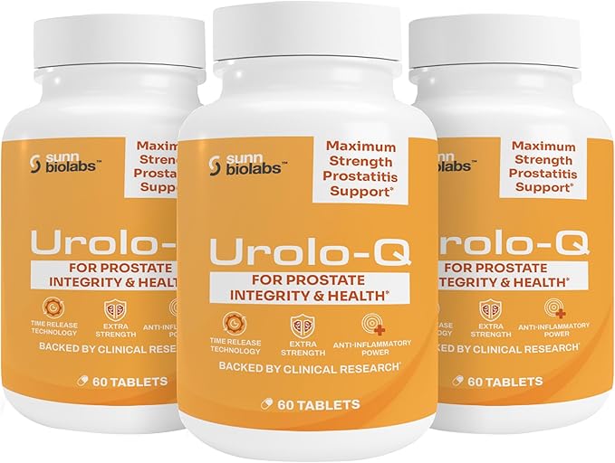 Urolo-Q Extra-Strength Prostate Support for Chronic Prostatitis CPPS Maximum Strength Effective Prostate Health Supplements for Men Advanced Time Release Formula with Added Pollen Extract. (3)
